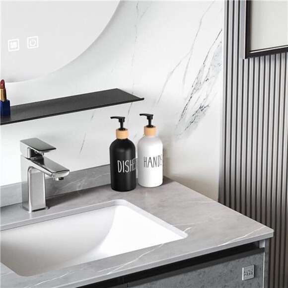 Glass Soap Dispenser Set, Contains Hand Soap and Dish Soap - Picture 6 of 7